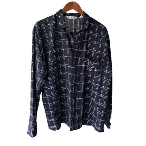 Vintage Jean Paul Germain Classic Navy Checkered Button-Down Shirt Size Large - Picture 1 of 8
